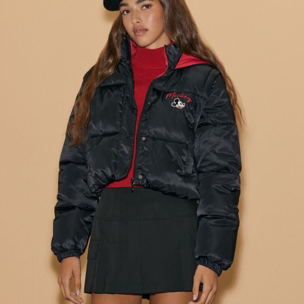 NWT Disney x Forever 21 Mickey Mouse Puffer Cropped Jacket Size XS